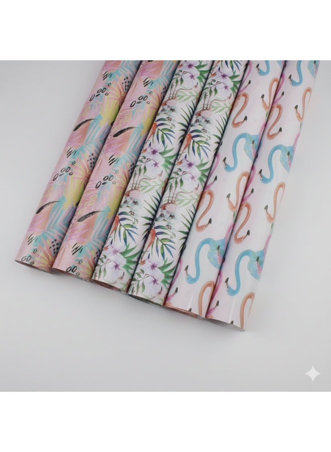 diu toyz Birthday Wrapping Paper Set of 6 Sheets 70cm x 50cm Each Colorful Flamingo Gift Wrap Paper Set for Kids Boys Girls Baby Shower Holidays Premium Present Wrap Party Wrapping Sheets Decorative Festive Gift Wrap for Celebrations Toddlers. - Image 2